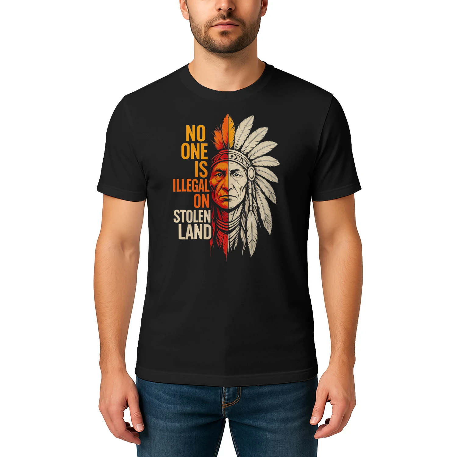 Illegal On Stolen Land Native American T Shirt NTA0022