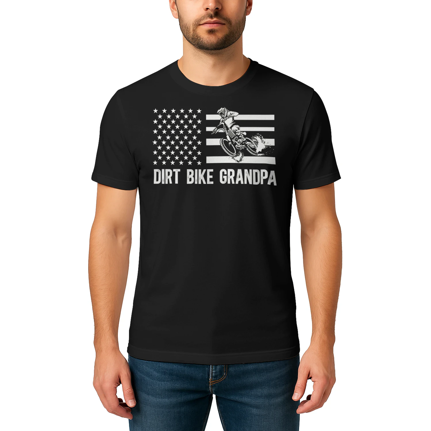 Dirt Bike Grandpa American Flag Motorcross T Shirt MTC0011
