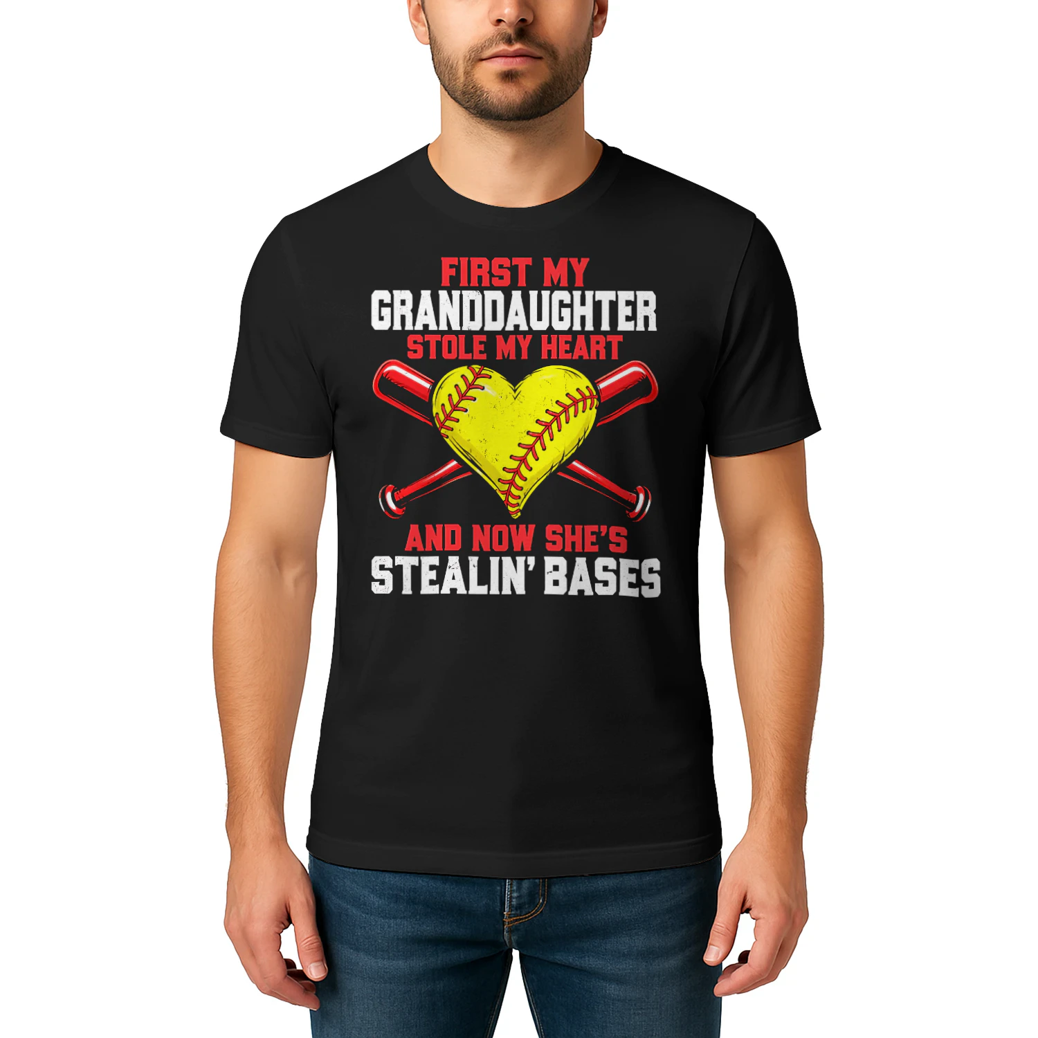 Granddaughter Stole Heart Stealin Bases Softball T Shirt GRP0051
