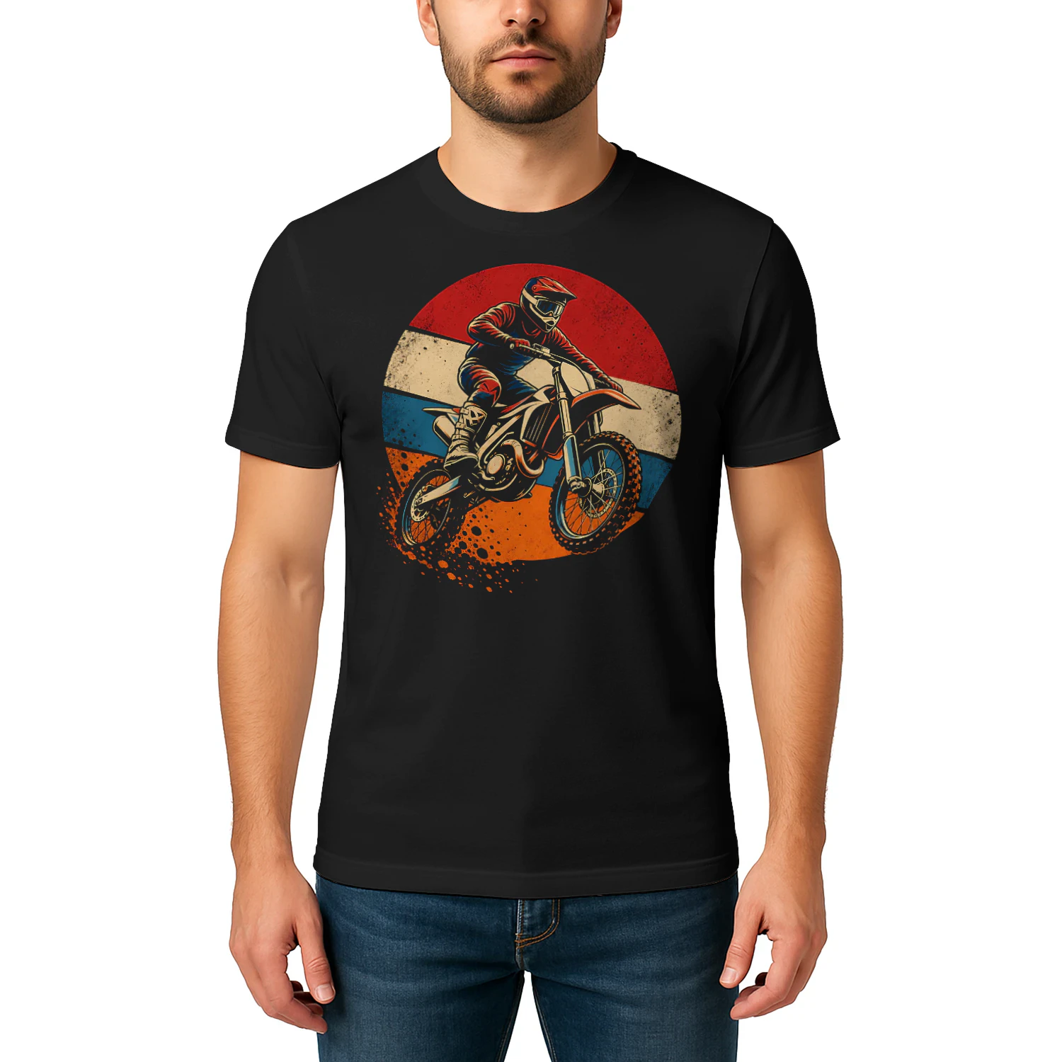Retro Sunset Rider In Air Motorcross T Shirt MTC0043
