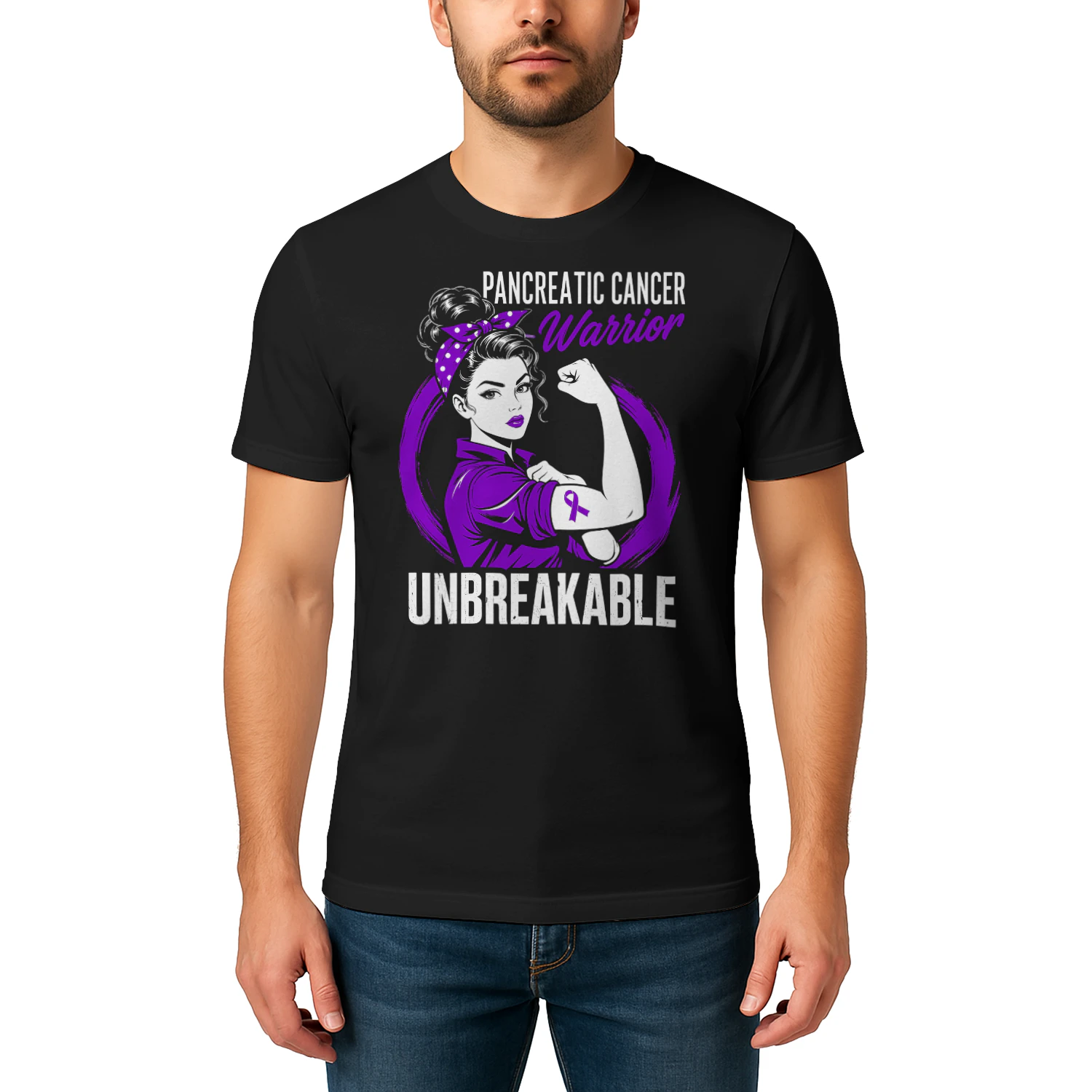 Unbreakable Strong Woman Warrior Pancreatic Cancer T Shirt PCC0083
