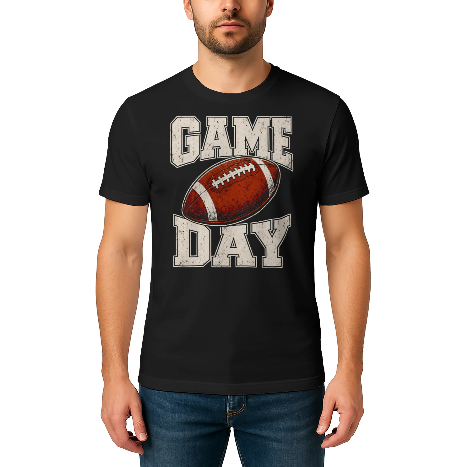 Vintage Distressed Game Day American Football T Shirt FOB0099