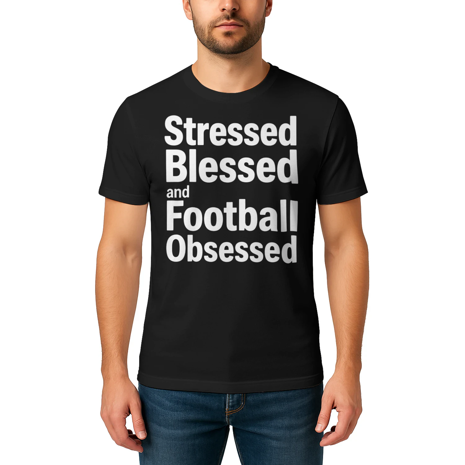 Stressed Blessed Football Obsessed Funny Football T Shirt FOB0078