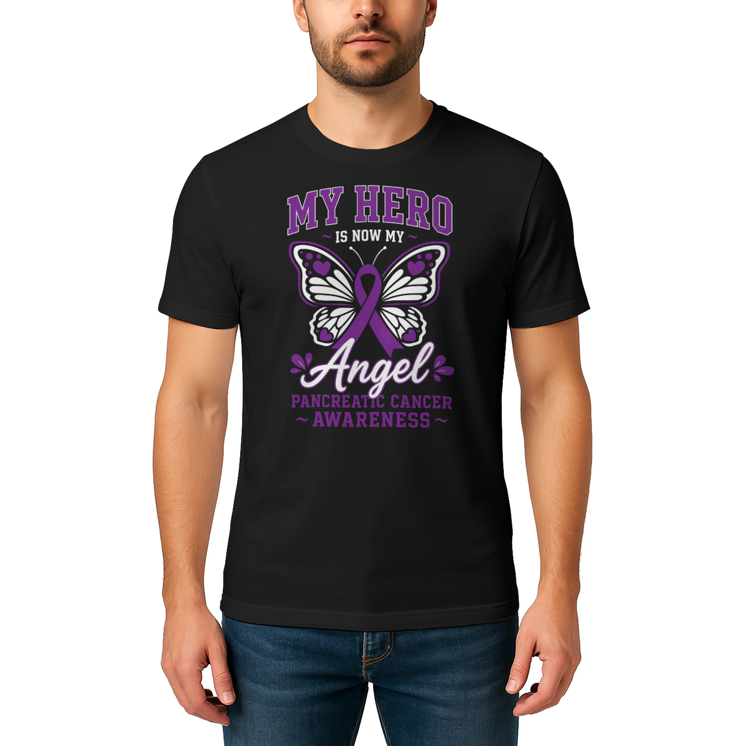 My Hero Is My Angel Pancreatic Cancer T Shirt PCC0062