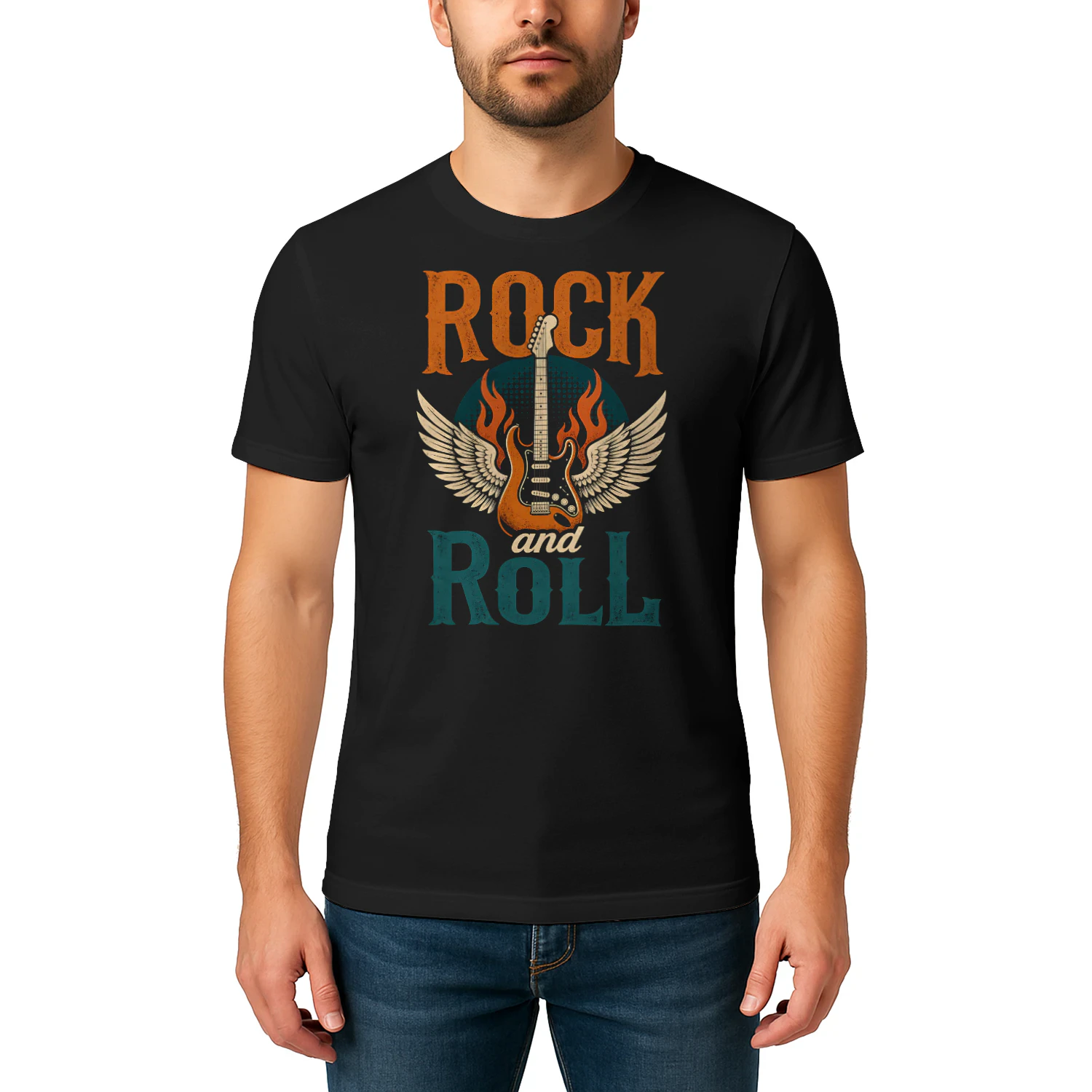 Rock And Roll Crossed Guitars Guitar T Shirt GTR0054