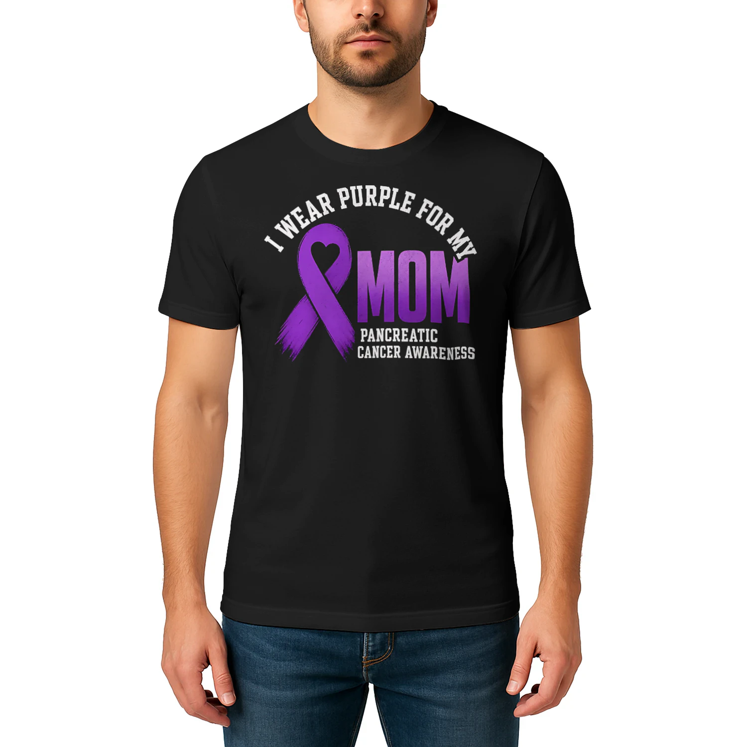 Purple Ribbon For My Mom Pancreatic Cancer T Shirt PCC0074