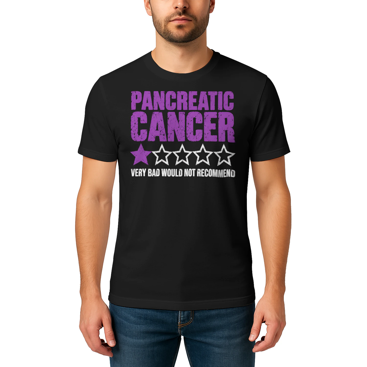 One Star Review Very Bad Pancreatic Cancer T Shirt PCC0068