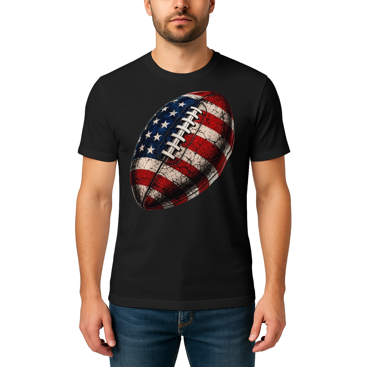 US Flag Vintage Patriotic American Football T Shirt FOB0098