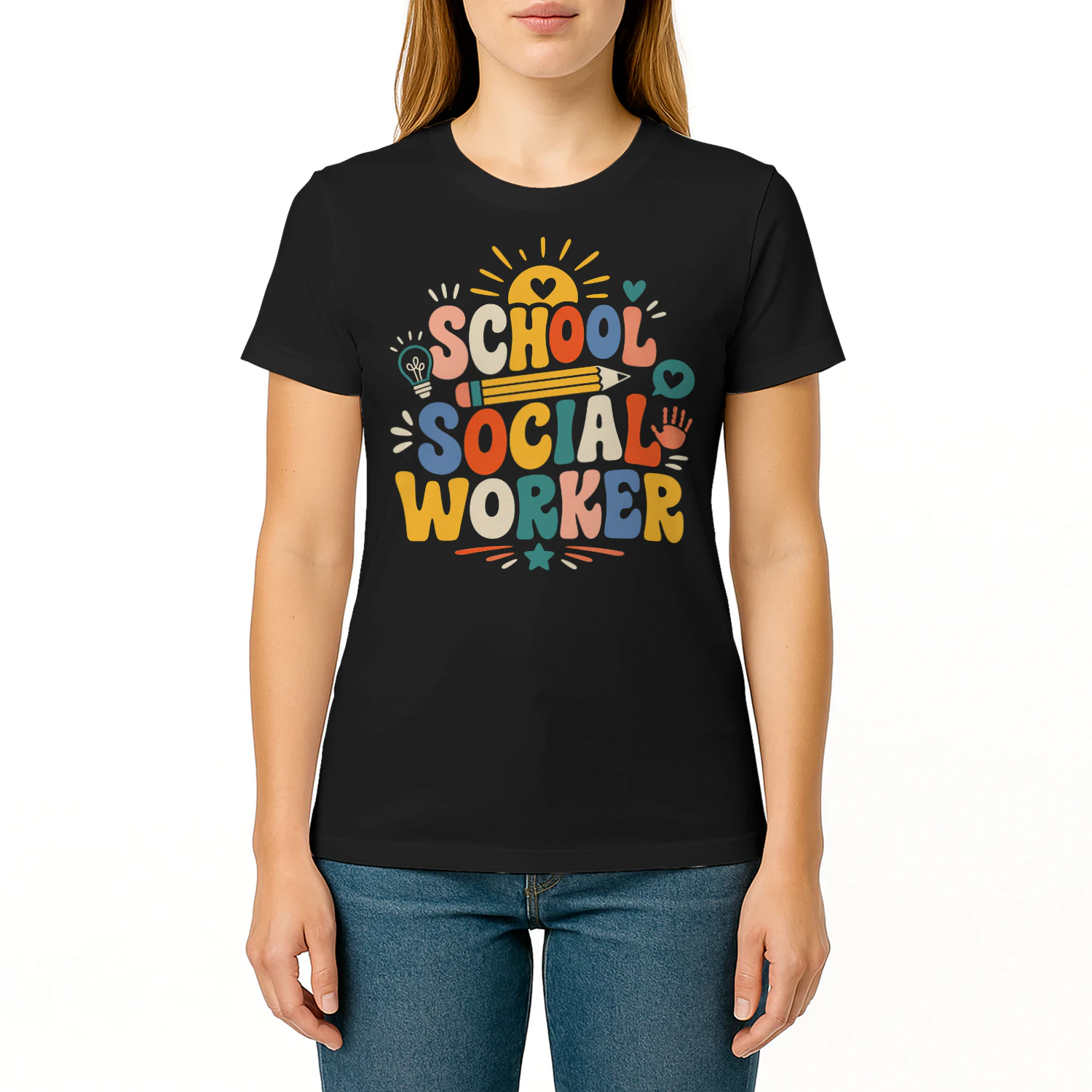 Retro Groovy School Social Worker T Shirt SSW0026