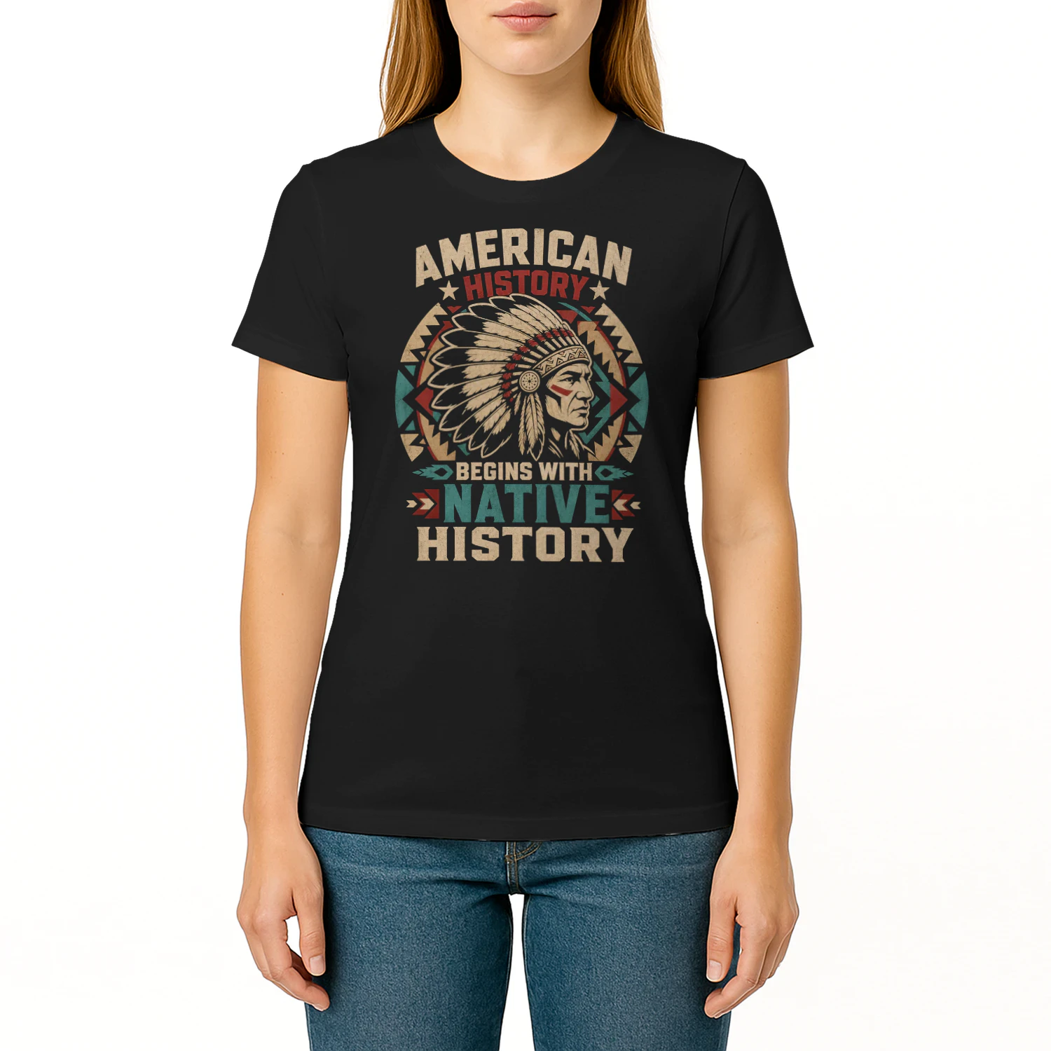 American History Begins Native American T Shirt NTA0006
