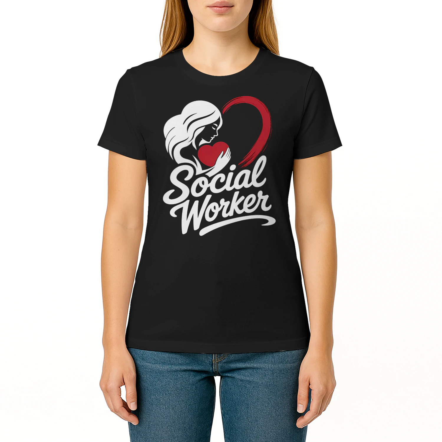 Woman Holding Heart Loving Social Worker T Shirt SSW0038