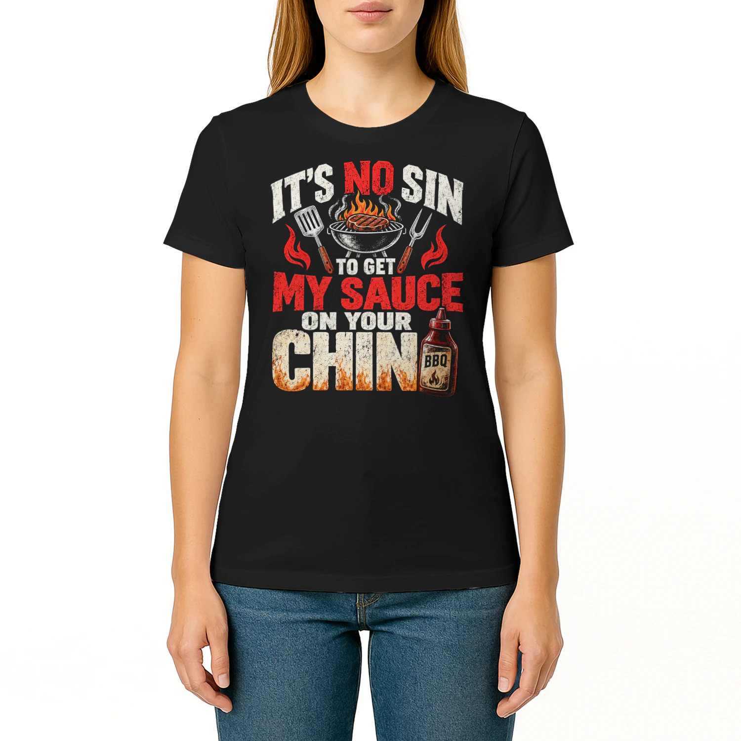 No Sin To Get Sauce Chin BBQ T Shirt BBQ0056