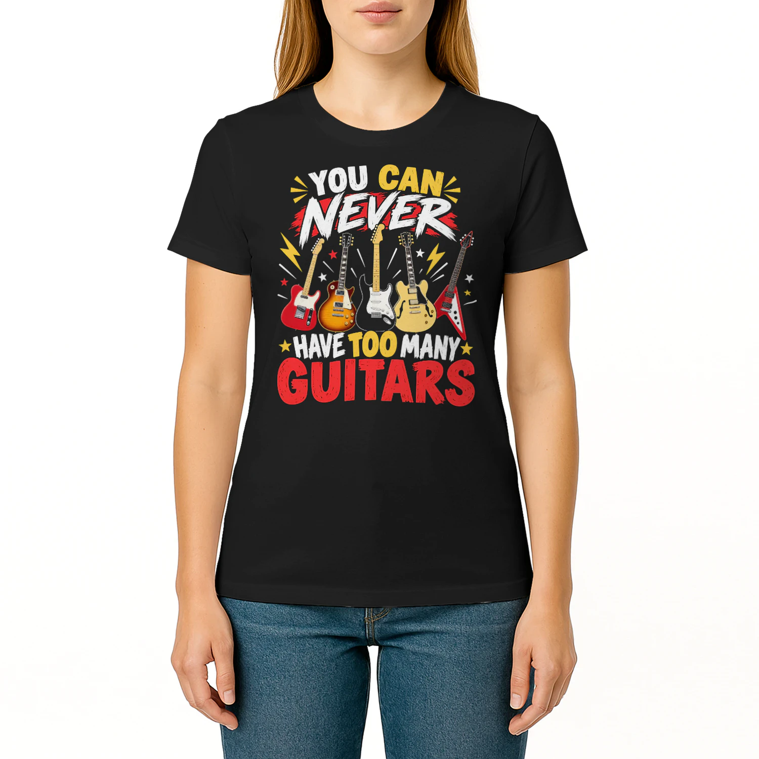 Never Too Many Guitars Red Guitar T Shirt GTR0026