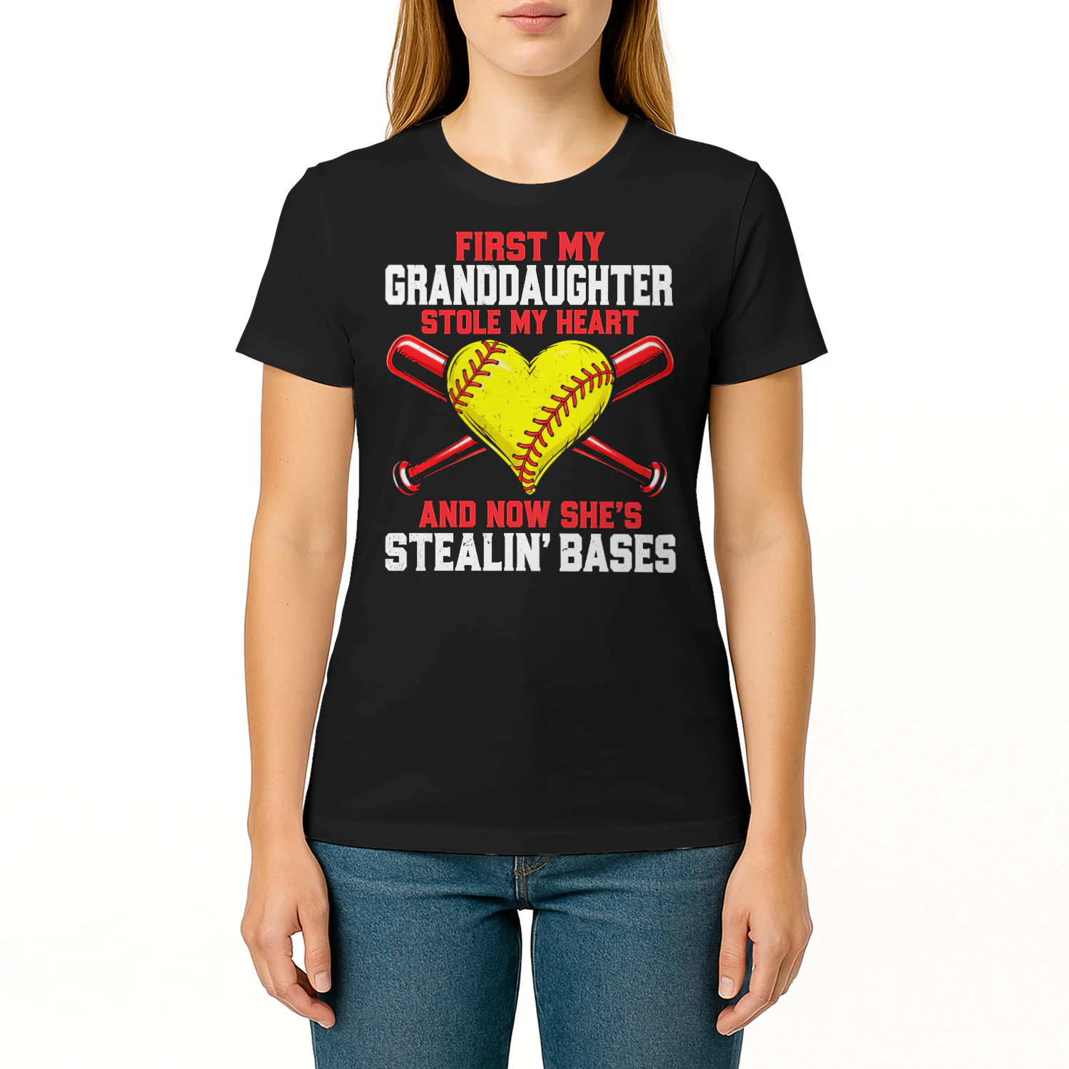 Granddaughter Stole Heart Stealin Bases Softball T Shirt GRP0051