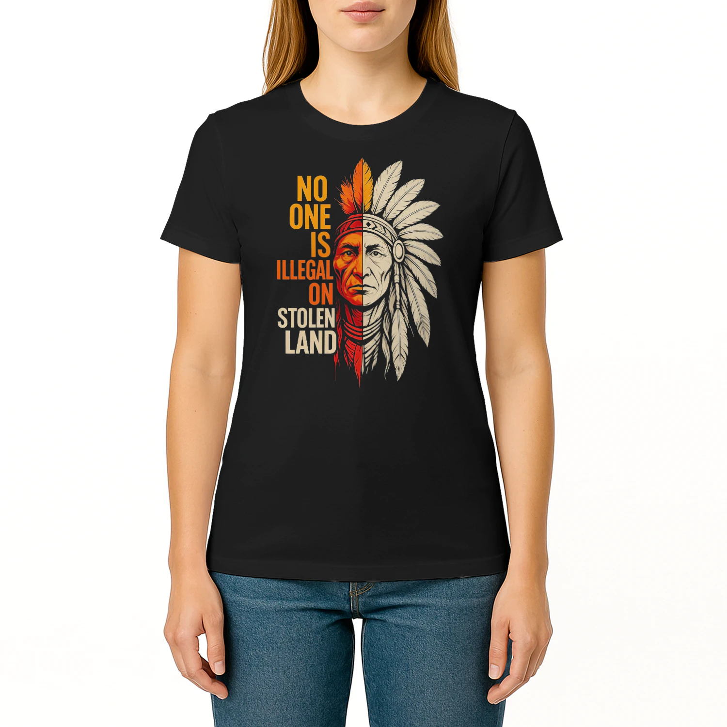 Illegal On Stolen Land Native American T Shirt NTA0022