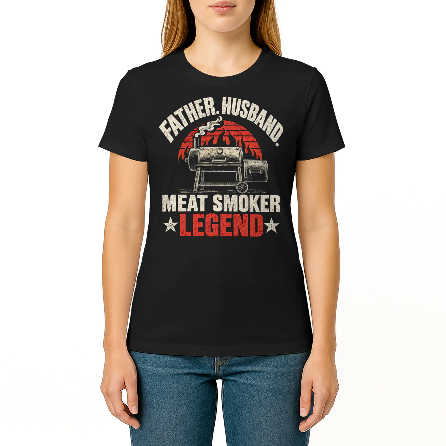 Father Husband Meat Smoker Legend Flag BBQ T Shirt BBQ0023