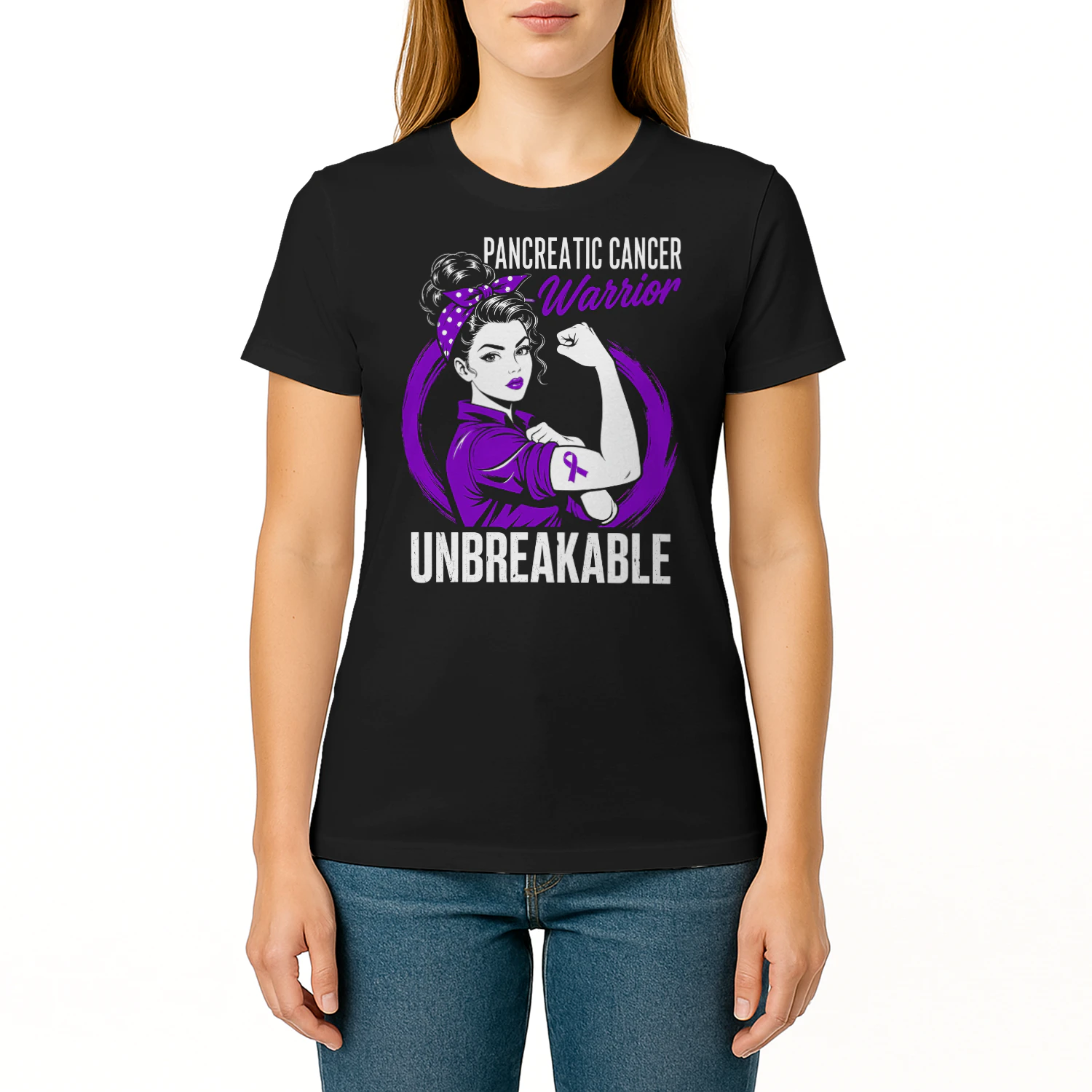 Unbreakable Strong Woman Warrior Pancreatic Cancer T Shirt PCC0083