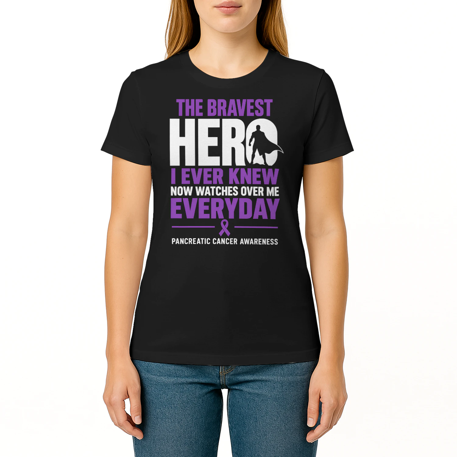 The Bravest Hero Watches Over Me Pancreatic Cancer T Shirt PCC0081