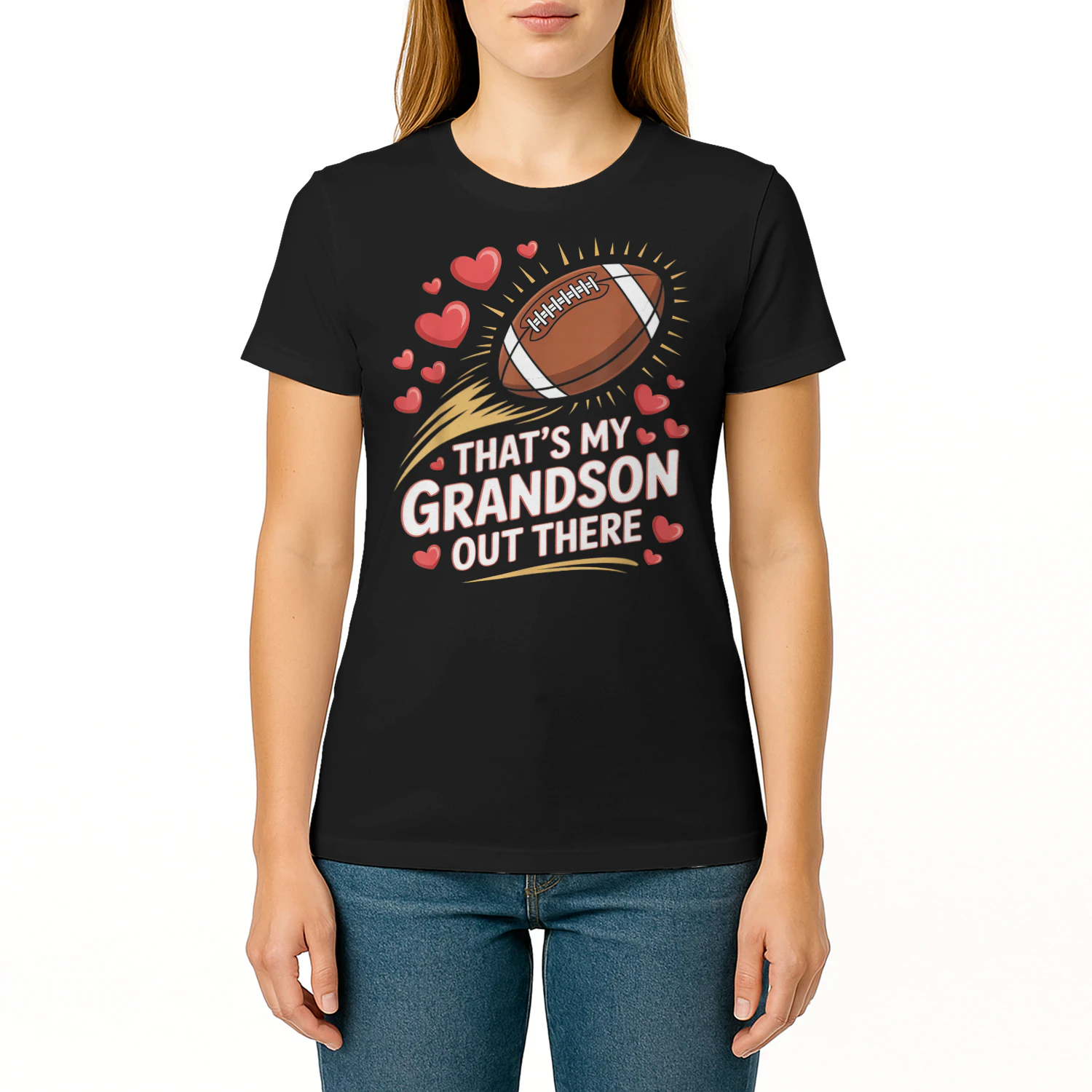 This is My Grandson Out There, Football Grandparents Football T Shirt FOB0092
