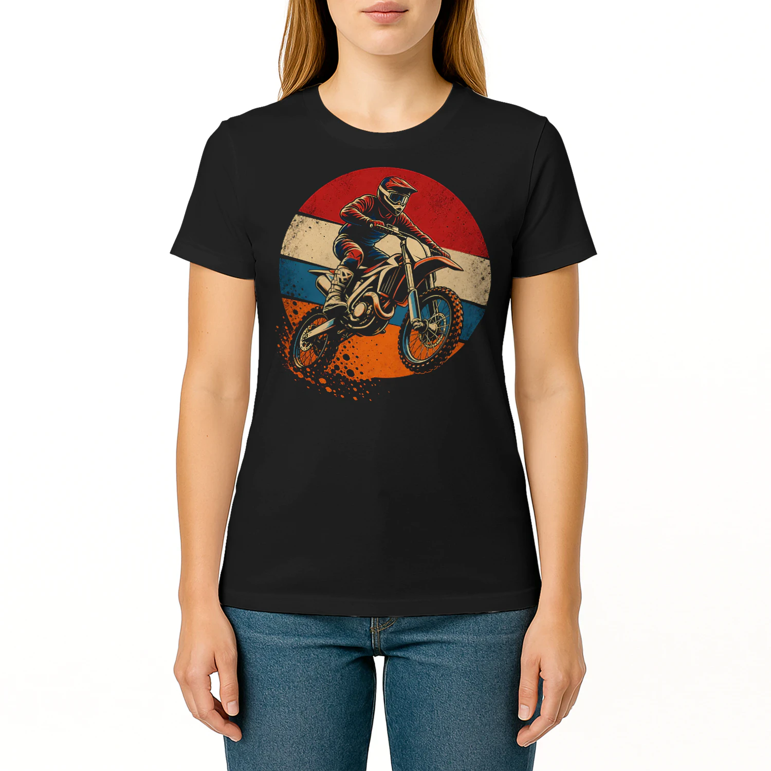 Retro Sunset Rider In Air Motorcross T Shirt MTC0043