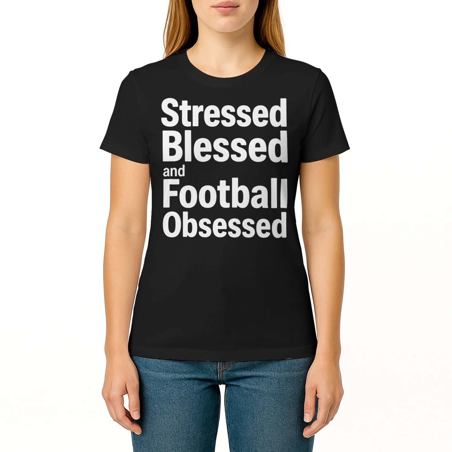 Stressed Blessed Football Obsessed Funny Football T Shirt FOB0078