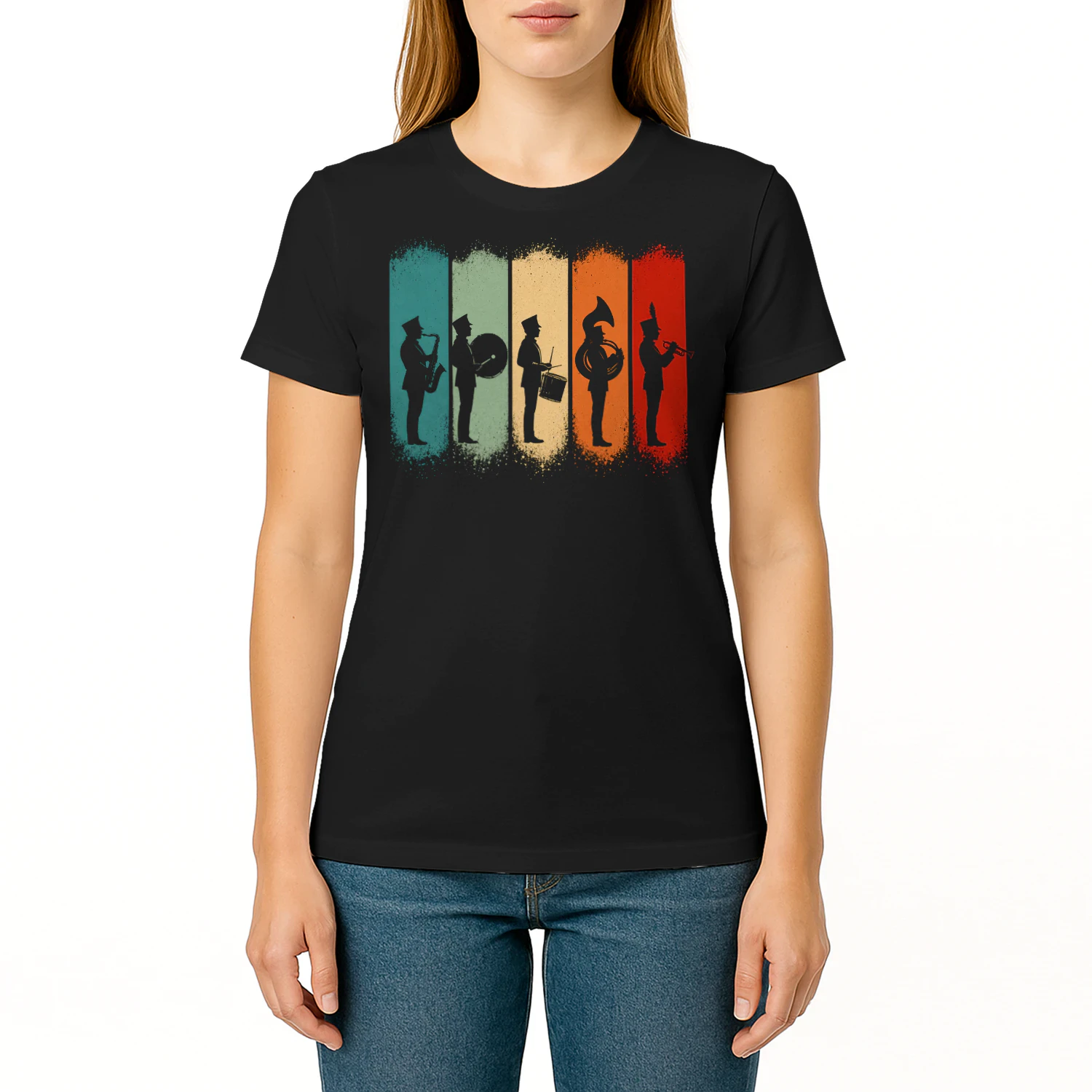 Retro Vintage Musician Silhouette Marching Band T Shirt MCB0072