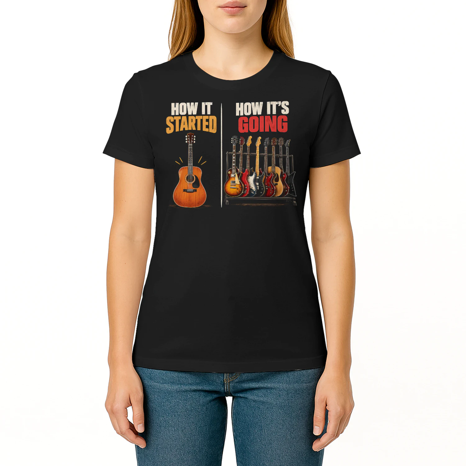 How It Started How Going Guitar T Shirt GTR0013