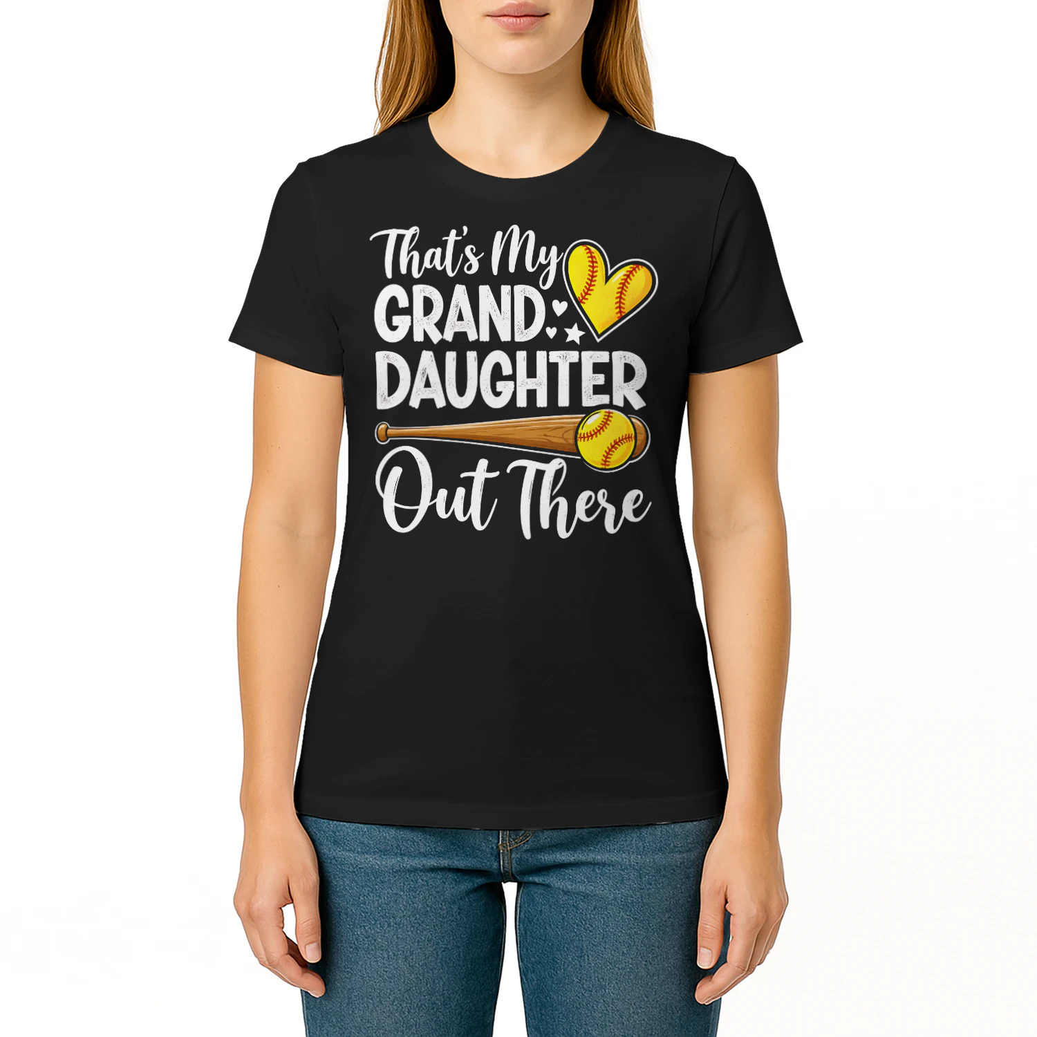Thats My Granddaughter Out Yellow Bat Softball T Shirt GRP0112
