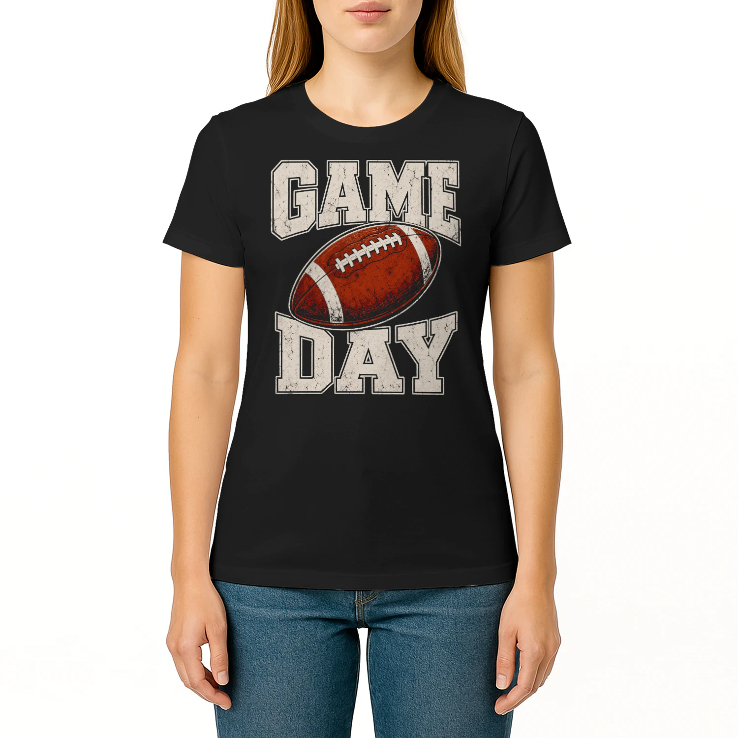Vintage Distressed Game Day American Football T Shirt FOB0099