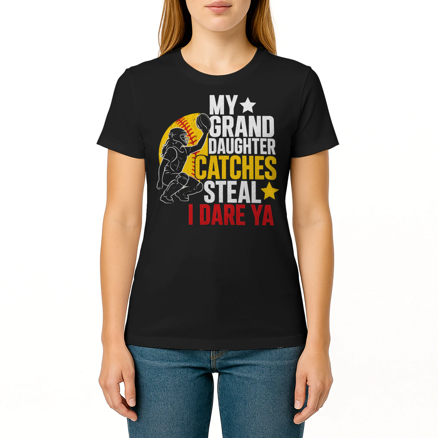 Granddaughter Catches Steal Dare Ya Softball T Shirt GRP0050