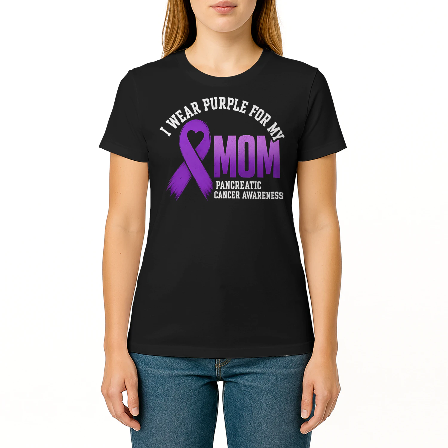 Purple Ribbon For My Mom Pancreatic Cancer T Shirt PCC0074