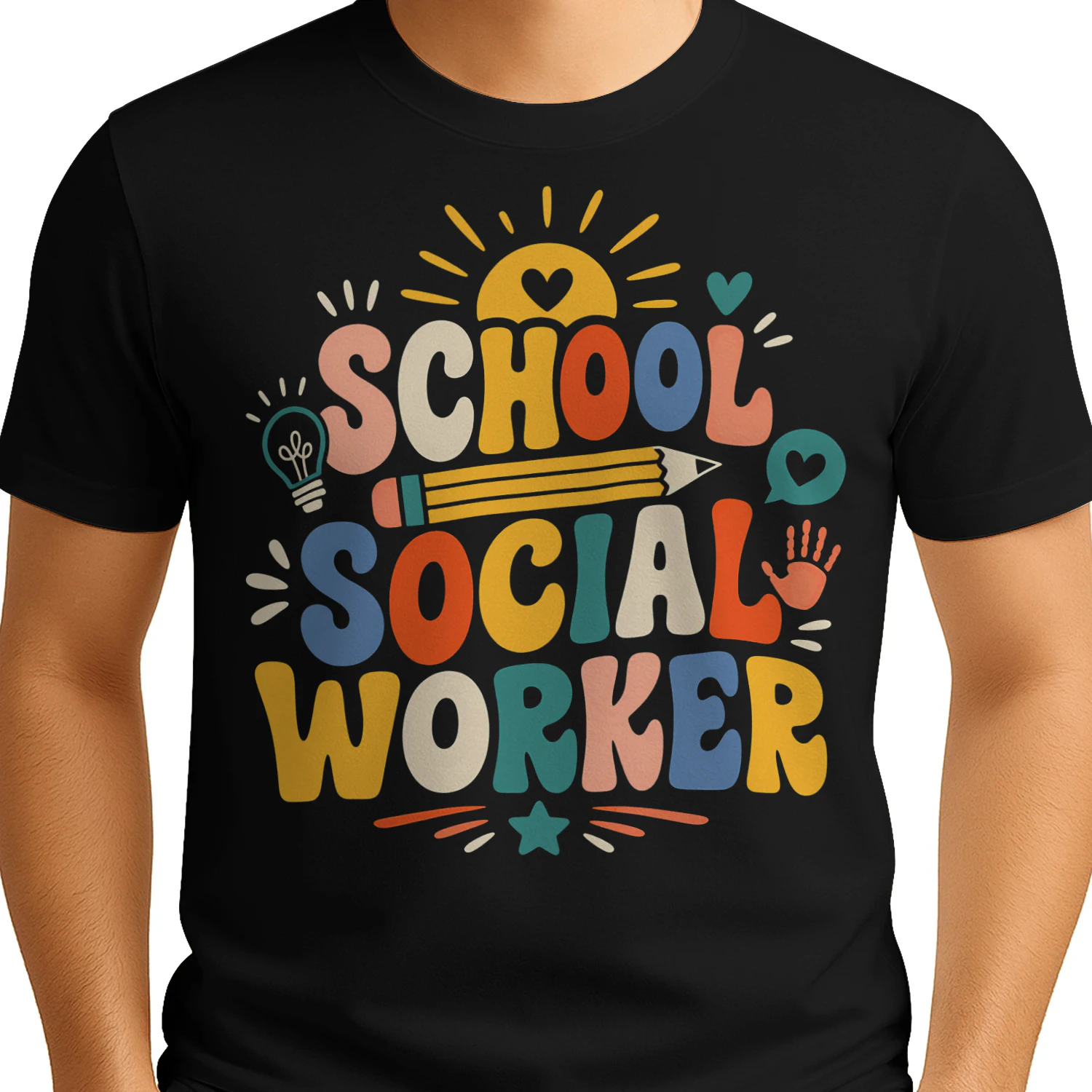 Retro Groovy School Social Worker T Shirt SSW0026