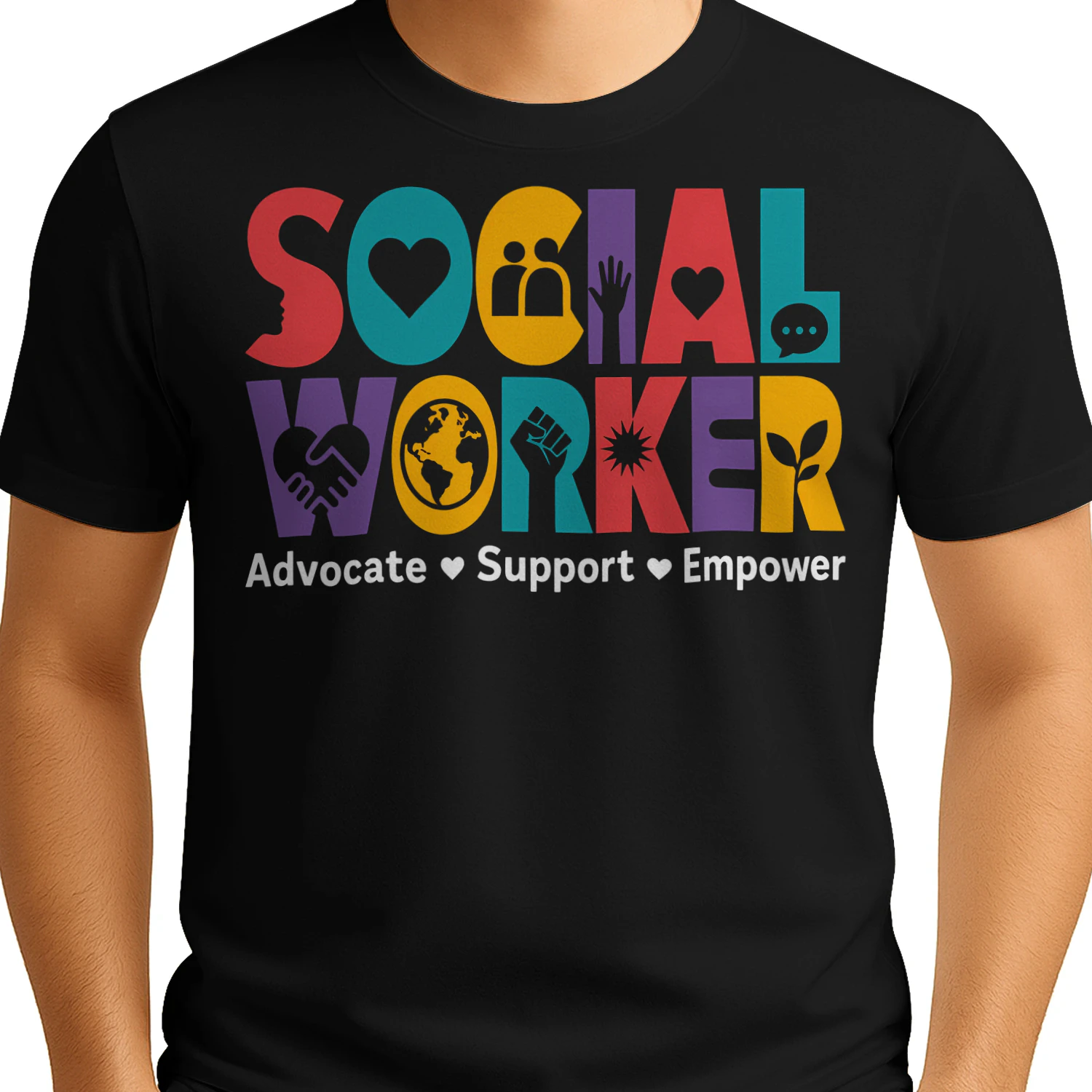 Advocate Support Empower Modern Social Worker T Shirt SSW0002