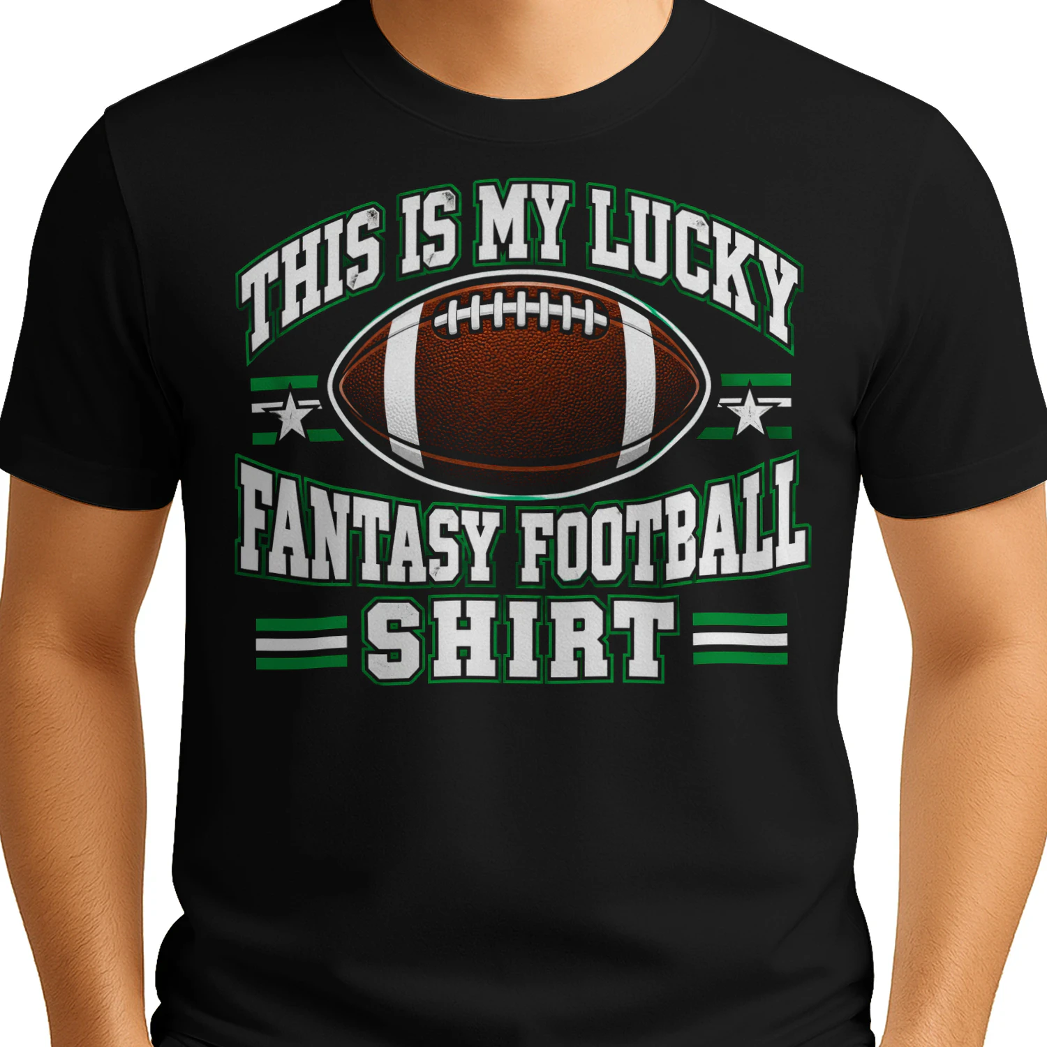 Lucky Fantasy Football Retro Badge Football T Shirt FOB0059