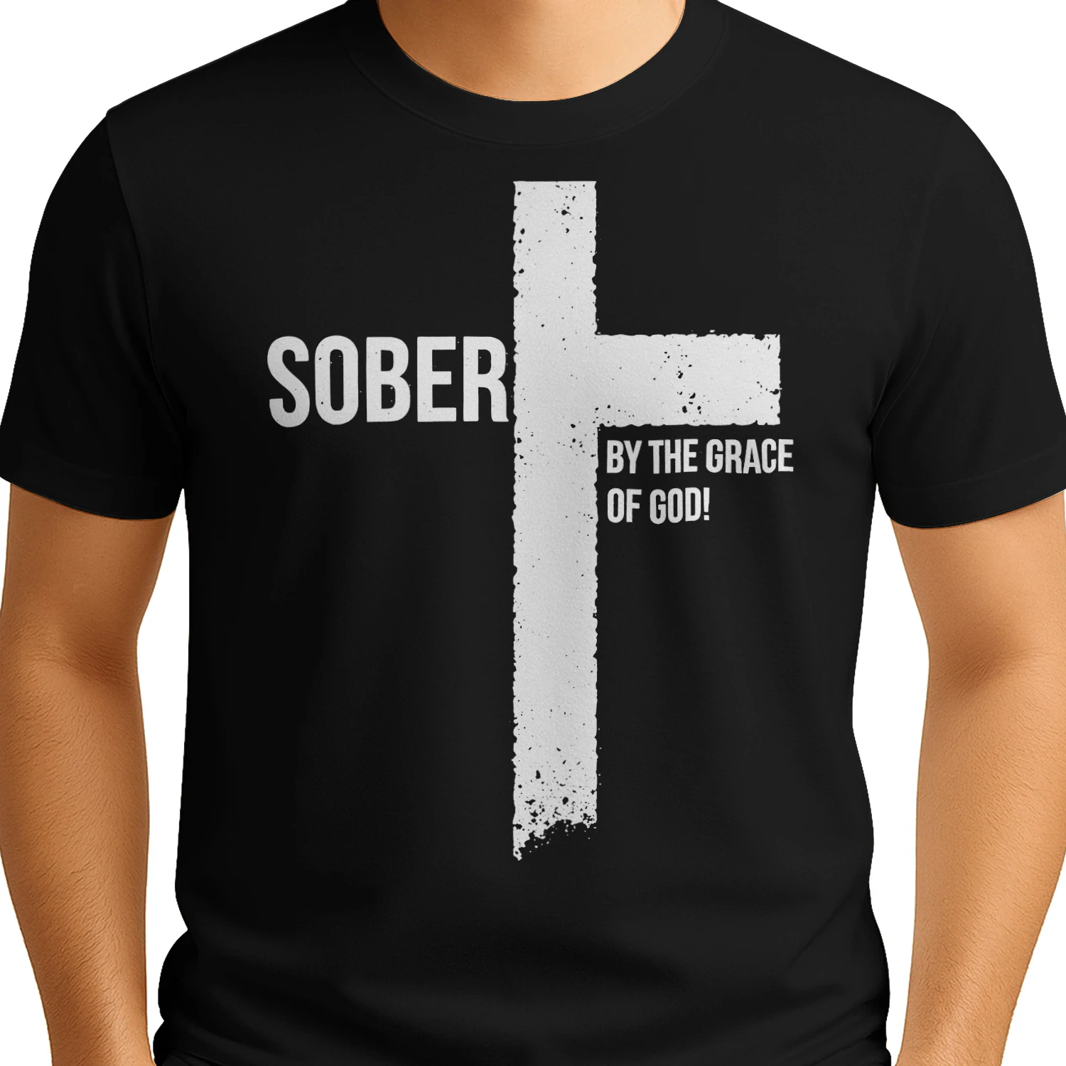 Sober For Jesus By The Grace Of God Cross Sobriety T Shirt SOB0019