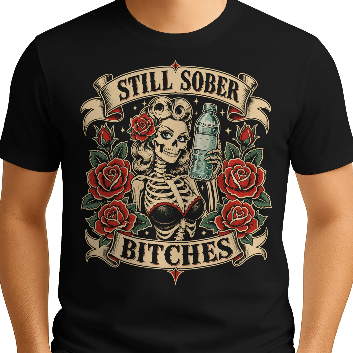 Still Sober B Tches Funny Sobriety Skeleton Aa Na Sobriety T Shirt SOB0022