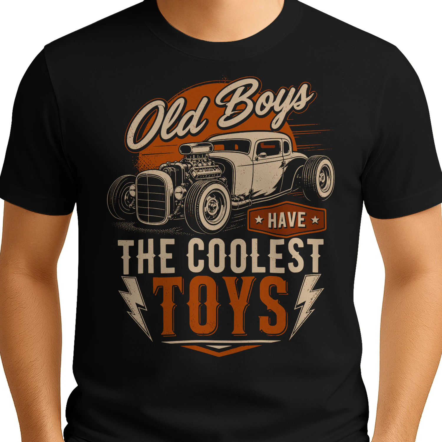 Old Boys Have The Coolest Toys Vintage Classic Rodder Hotrod T Shirt HRD0021