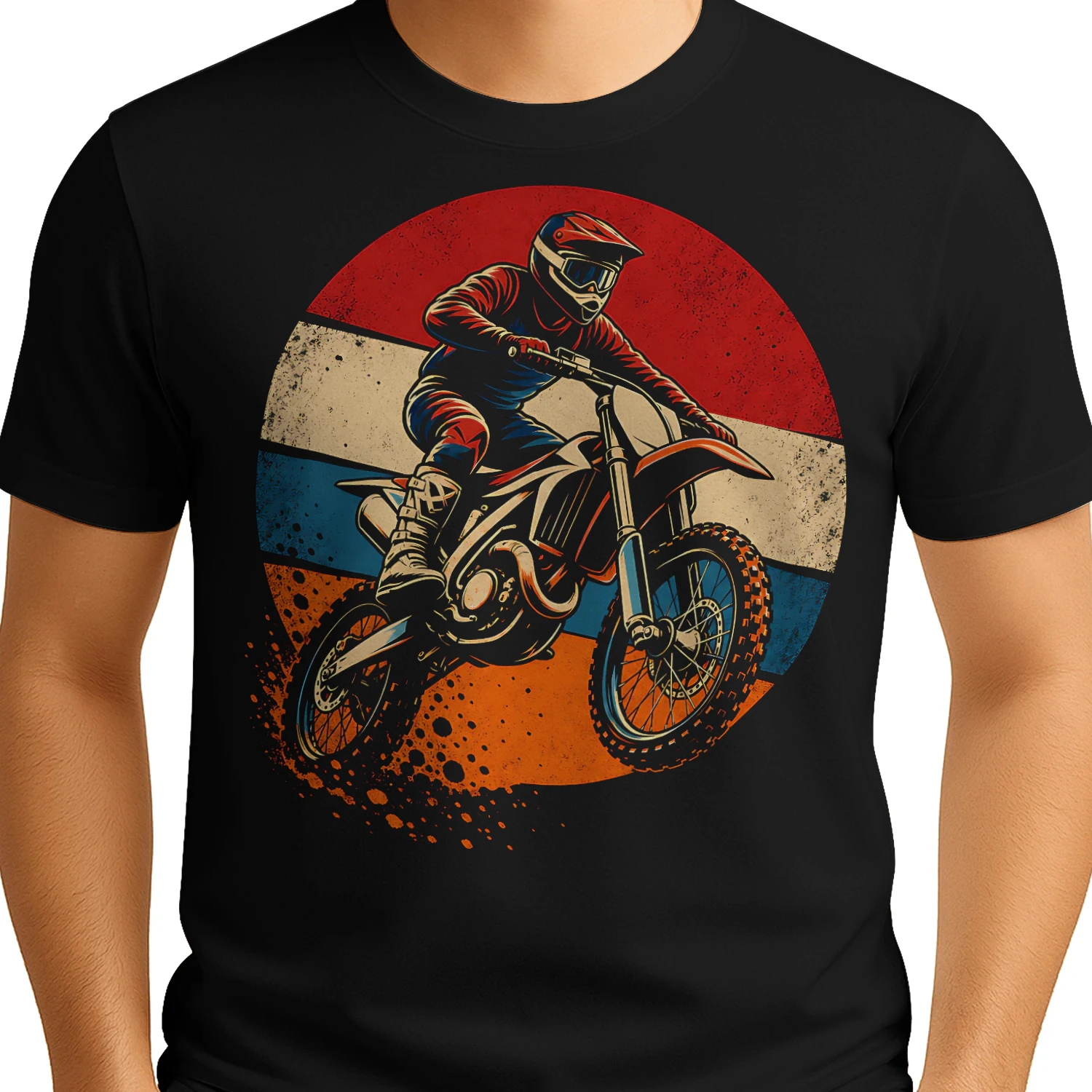 Retro Sunset Rider In Air Motorcross T Shirt MTC0043