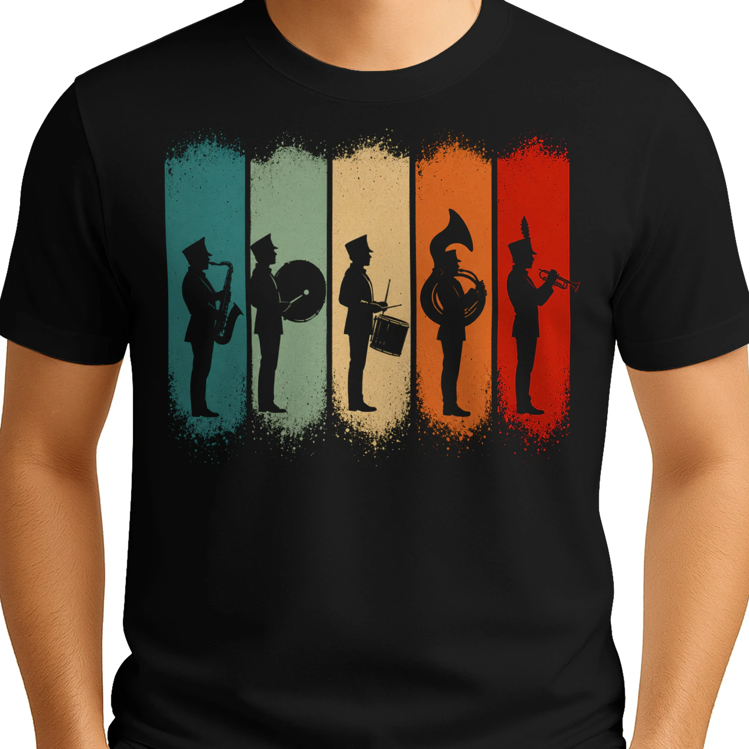 Retro Vintage Musician Silhouette Marching Band T Shirt MCB0072