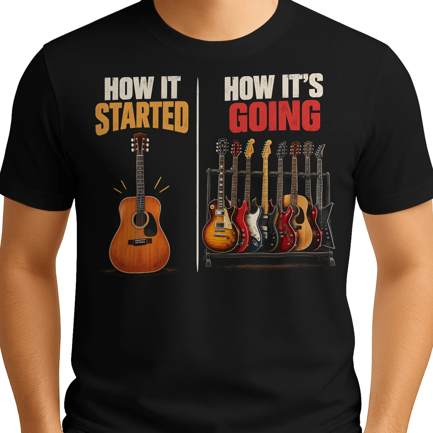 How It Started How Going Guitar T Shirt GTR0013