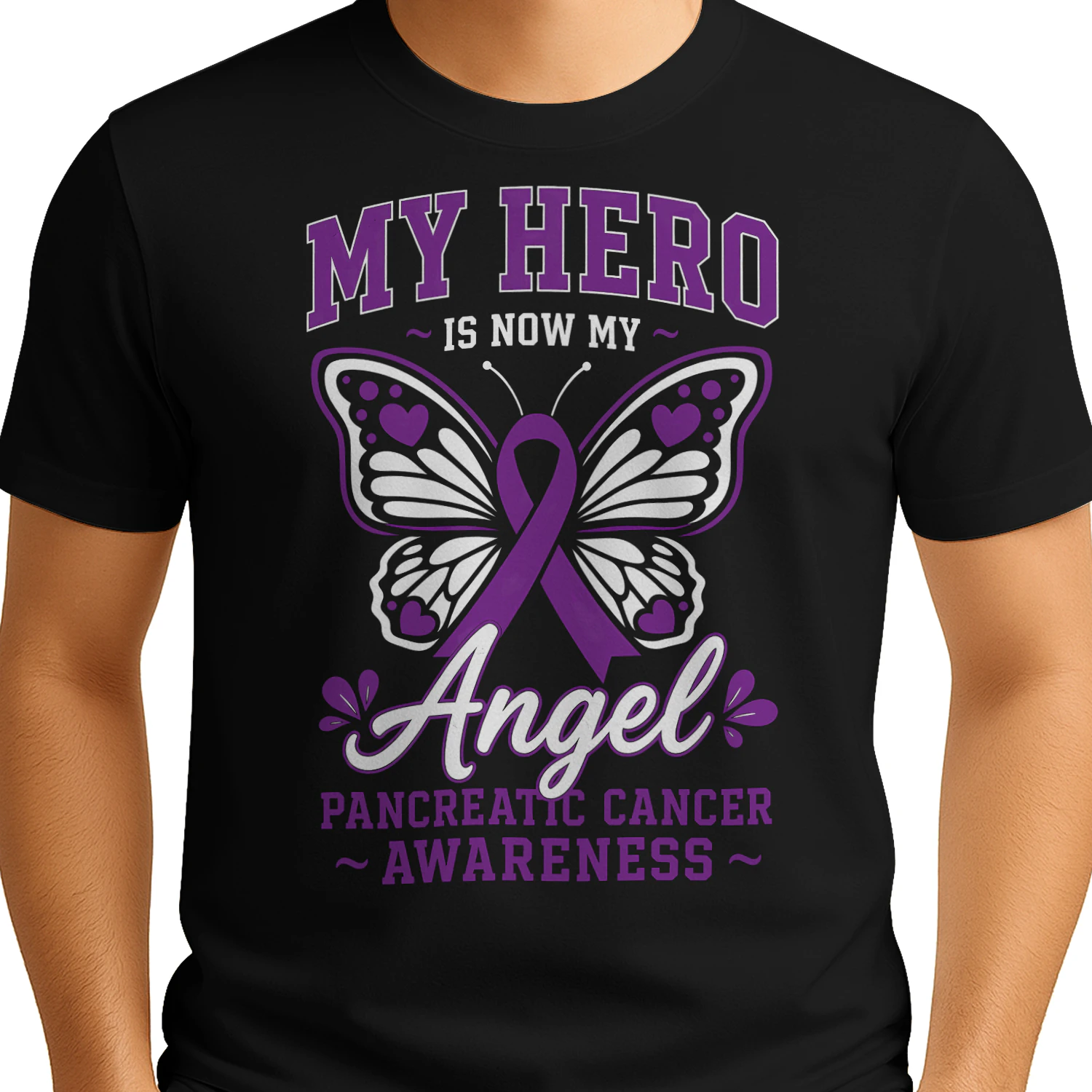 My Hero Is My Angel Pancreatic Cancer T Shirt PCC0062