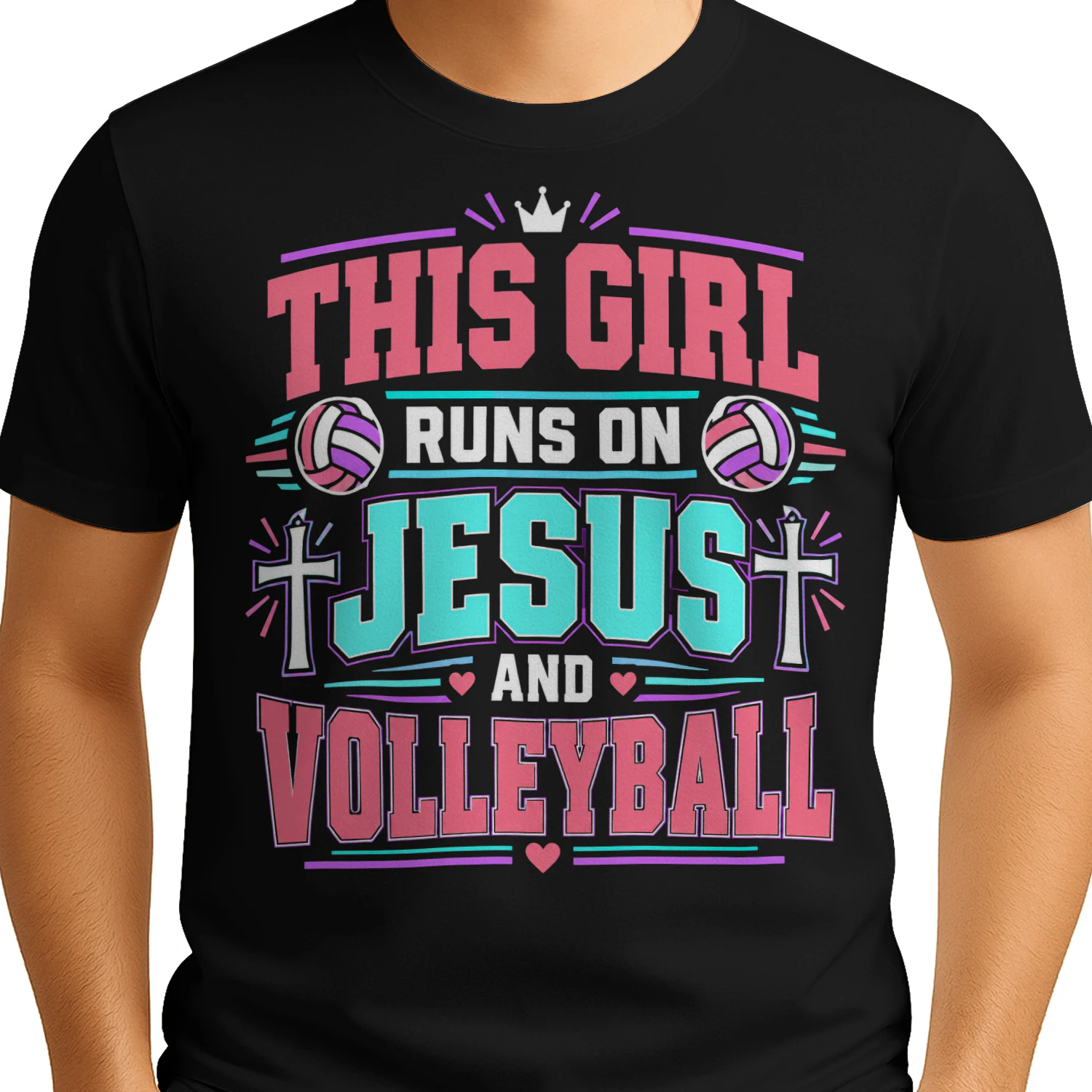 Girl Runs Jesus And Volleyball Volleyball T Shirt VOL0020