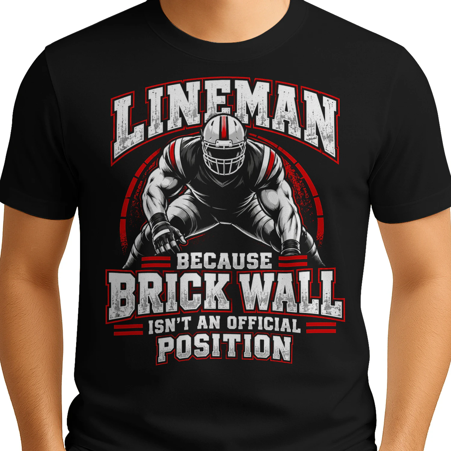 Lineman Brick Wall Official Position Football T Shirt FOB0054