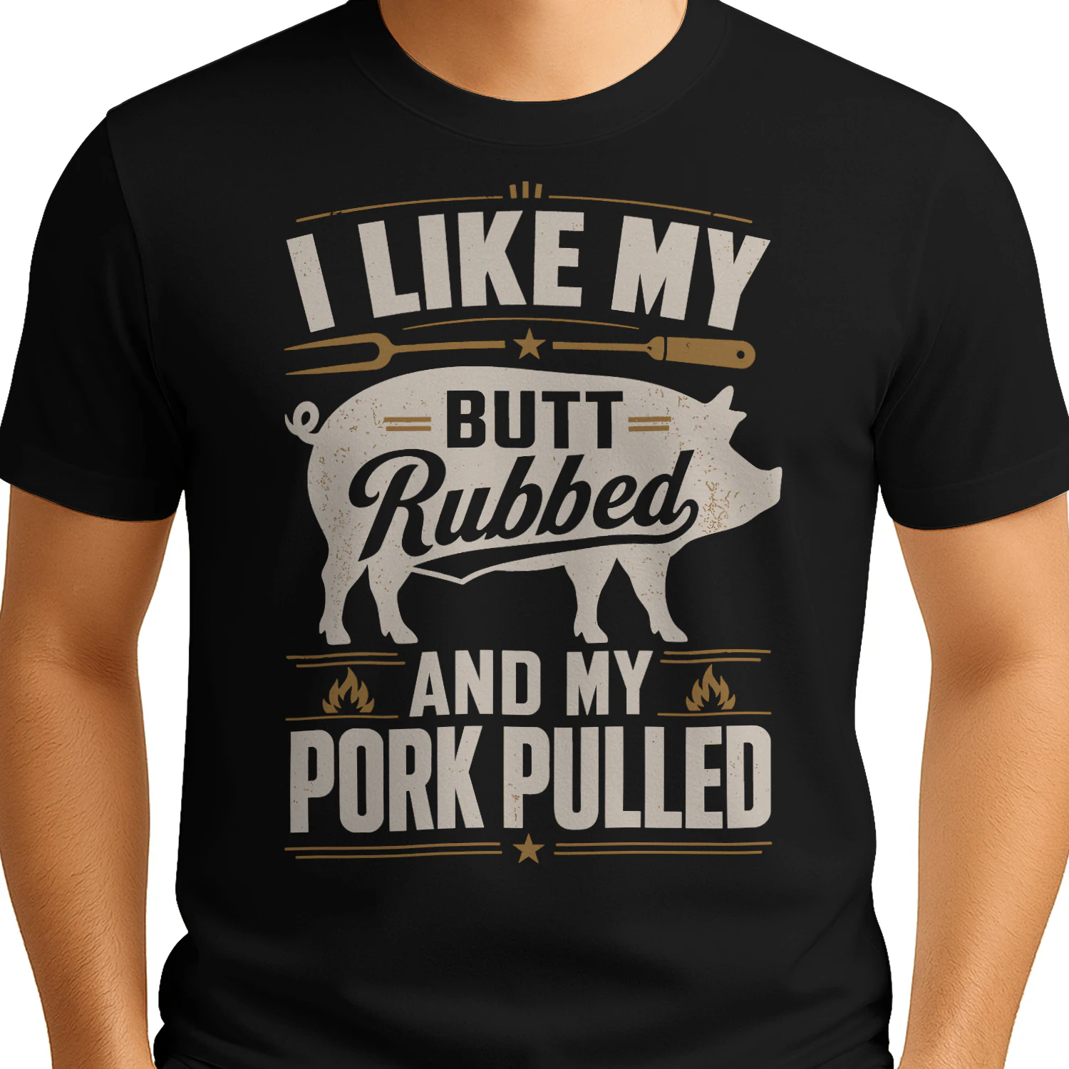 Vintage I Like My Butt Rubbed And My Pork Pulled BBQ T Shirt BBQ0081