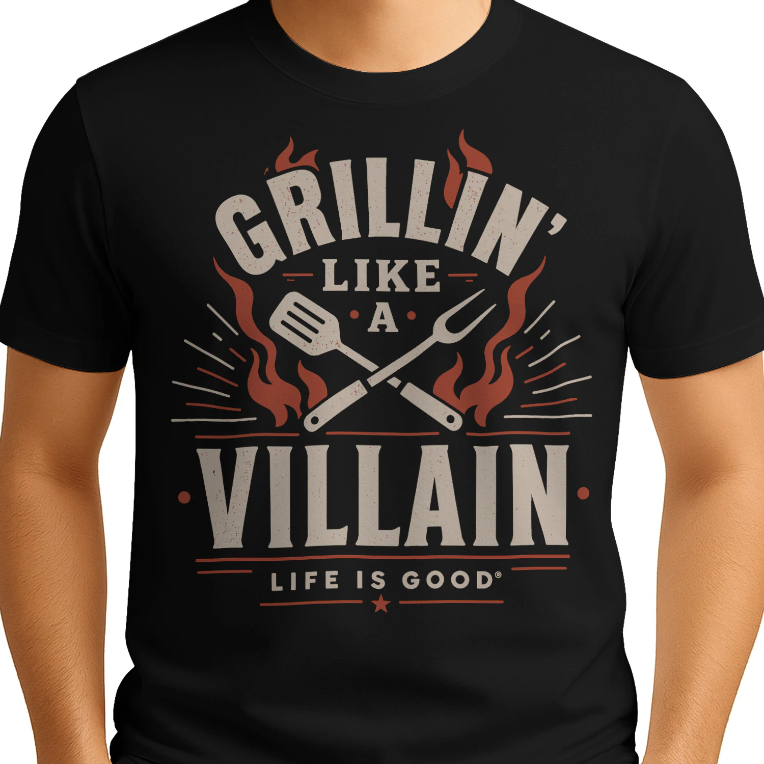 Grillin Like A Villain Retro Cookout Grill Master Life Is Good BBQ T Shirt BBQ0029