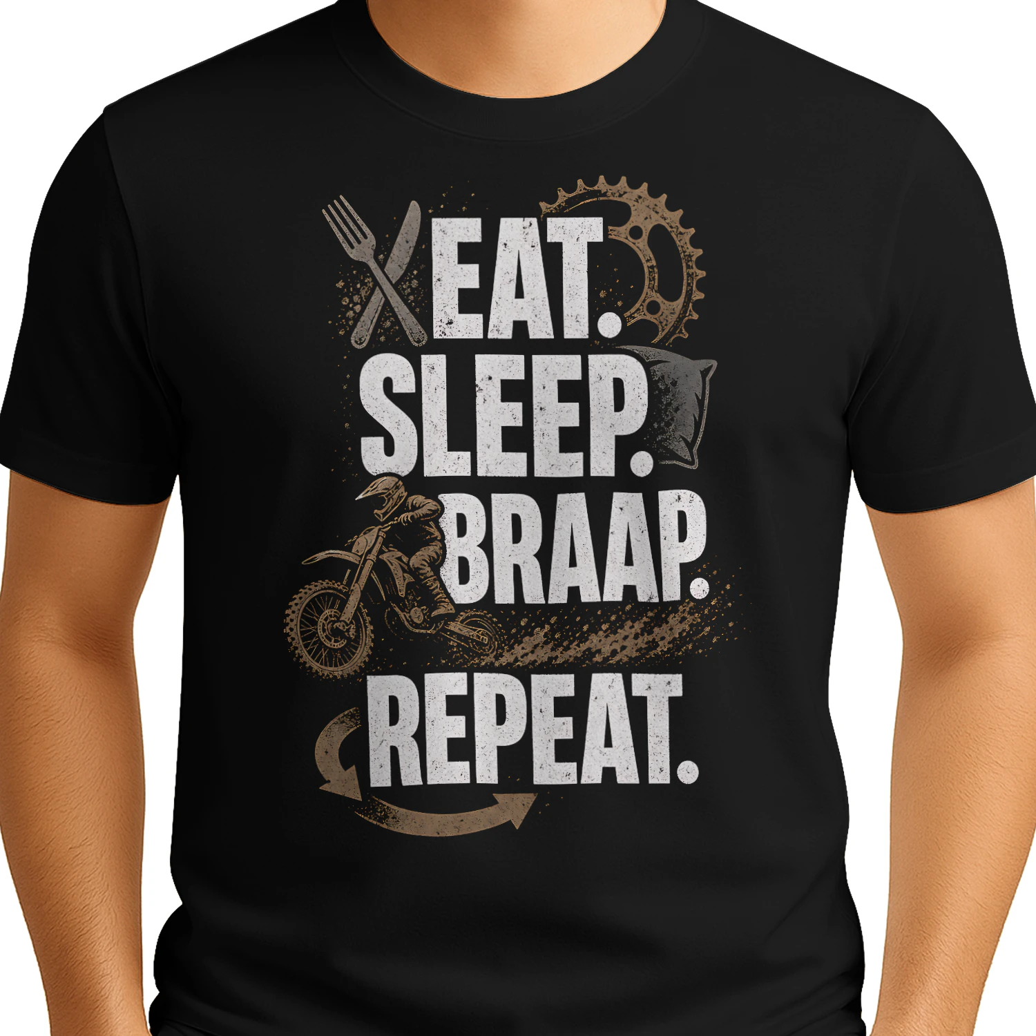 Eat Sleep Braap Repeat Distressed Motorcross T Shirt MTC0016