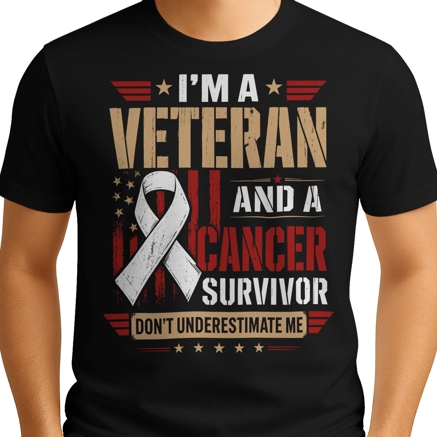Im A Veteran And A Cancer Survivor Dont Underestimate Me Veteran T Shirt VET0031