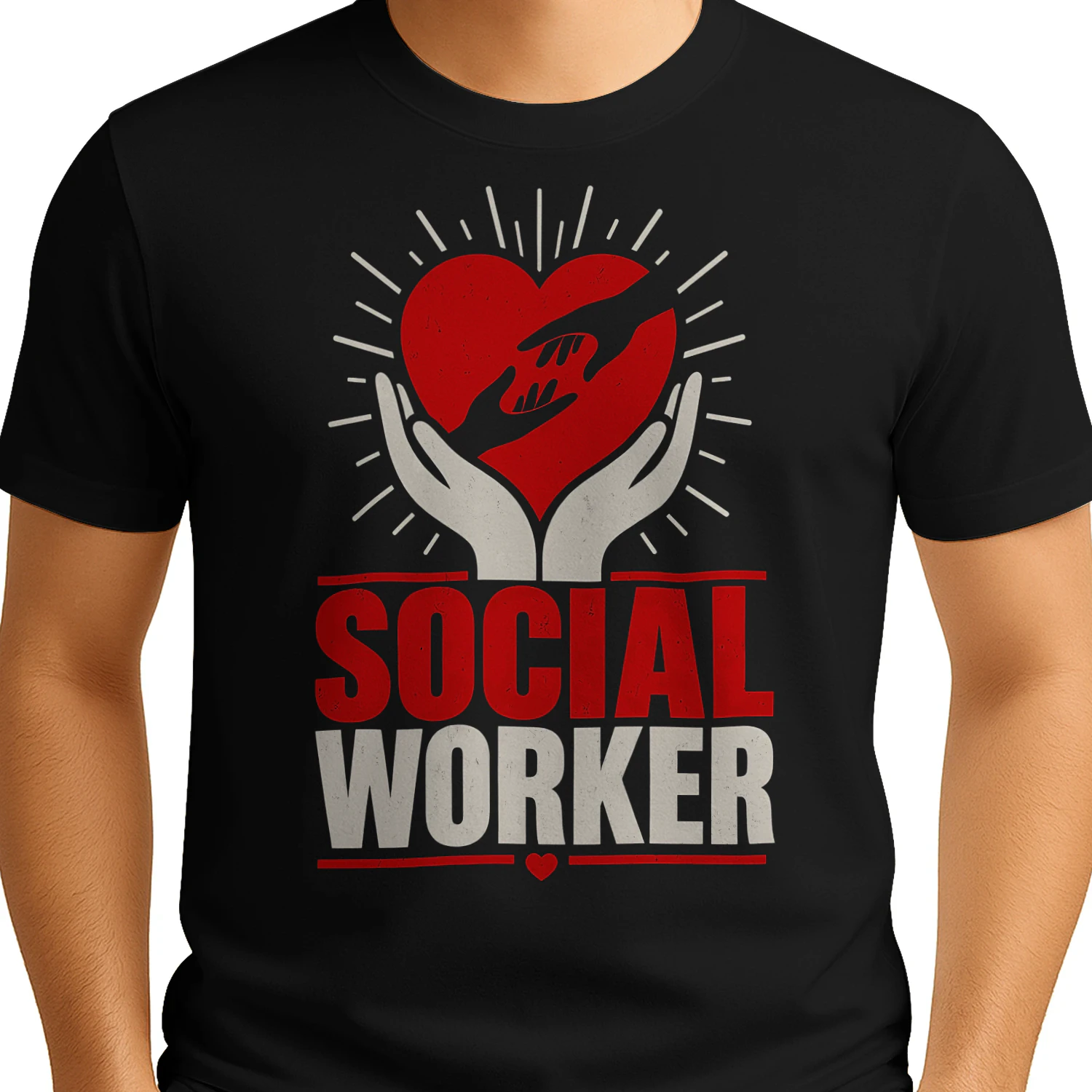 Caring Hands Heart Support Social Worker T Shirt SSW0006
