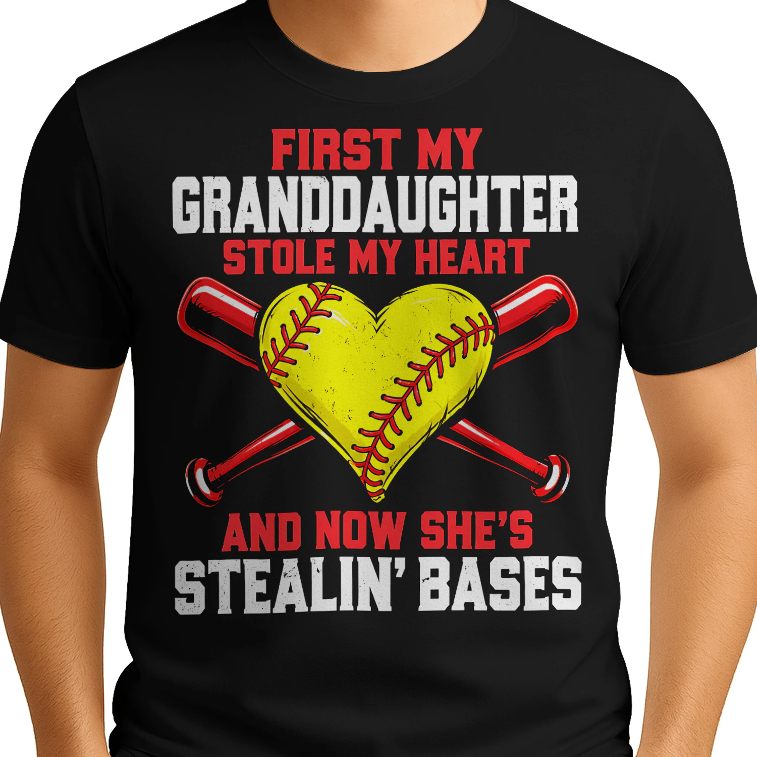 Granddaughter Stole Heart Stealin Bases Softball T Shirt GRP0051