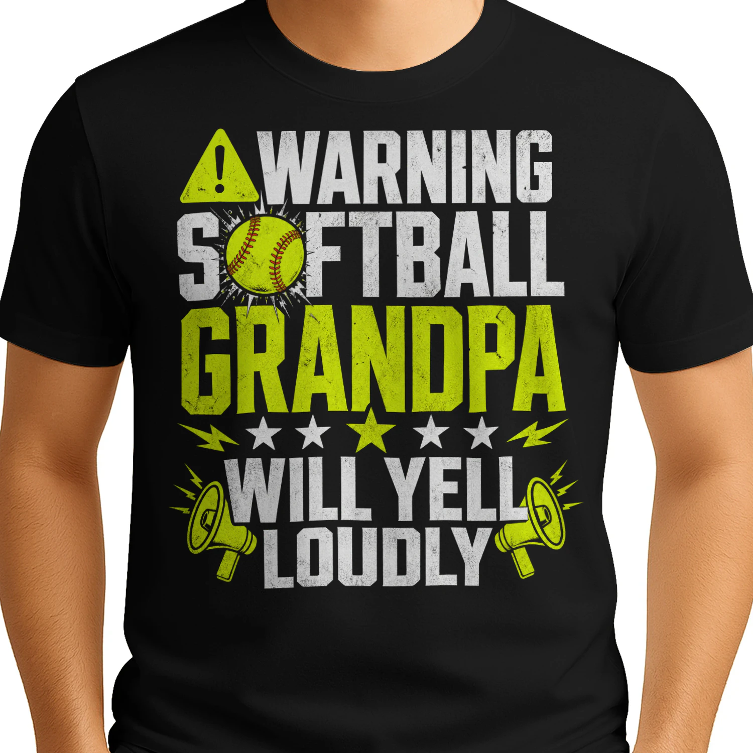 Warning Softball Grandpa Yell Loudly Softball T Shirt GRP0127